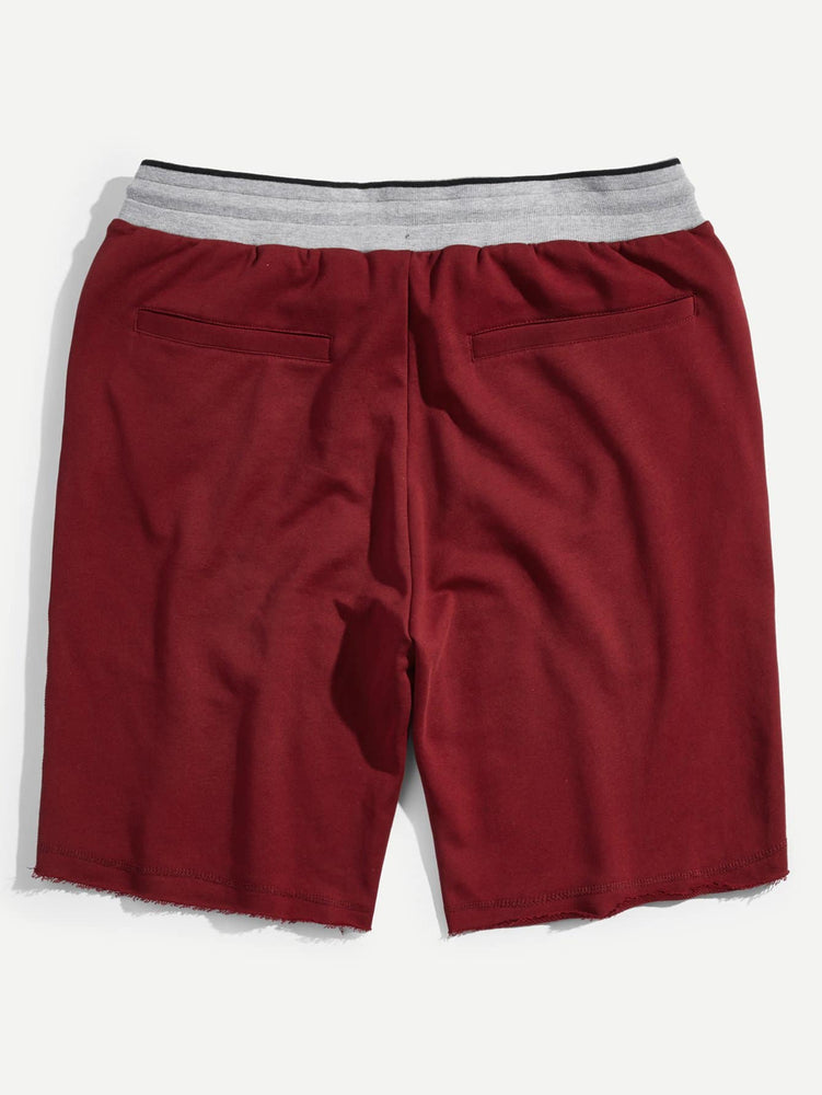 Men Contrast Waistband Raw Hem Shorts1