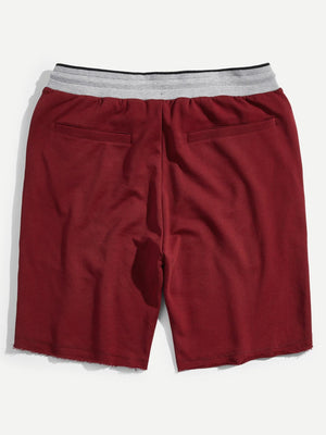 Men Contrast Waistband Raw Hem Shorts1