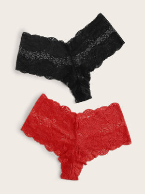 Plus 2pack Floral Lace Panty Set