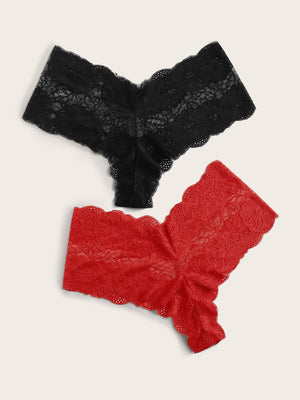 Plus 2pack Floral Lace Panty Set